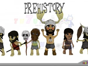 low poly prehistory character pack 3D Model