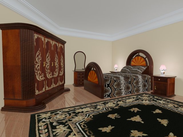 bedroom 3D Model .c4d .max .obj .3ds .fbx .stl .blend 