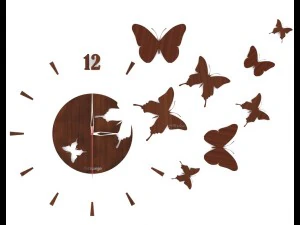 jam dinding dengan kupu-kupu Model 3D