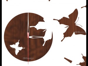 wall clock with butterfly 3D Model
