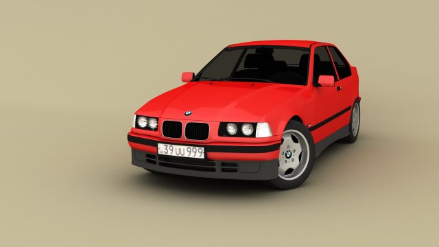 bmw e36 compact 3D Model .c4d .max .obj .3ds .fbx .stl .blend 
