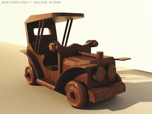 wooden car 3D Model .c4d .max .obj .3ds .fbx .stl .blend