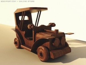 wooden car 3D-Modell