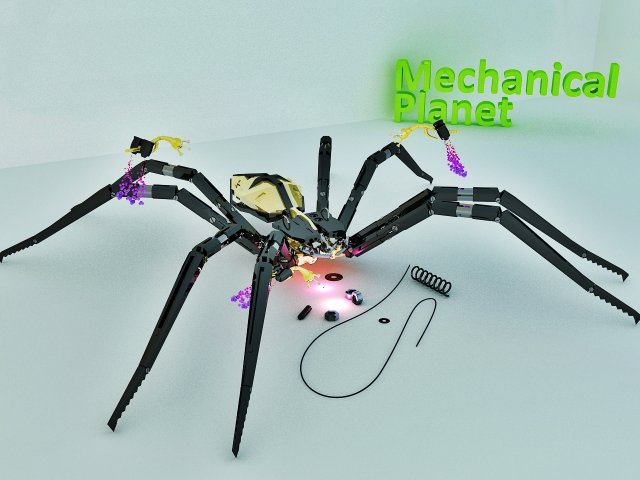 mechanical spider 3D 模型 .c4d .max .obj .3ds .fbx .stl .blend 