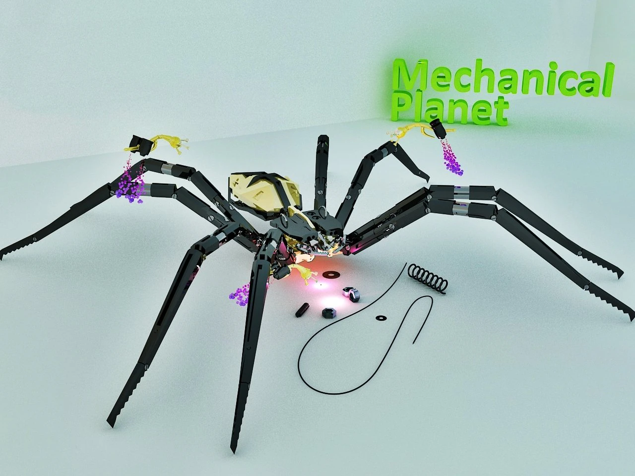 mechanical spider 3D Model .c4d .max .obj .3ds .fbx .stl .blend 