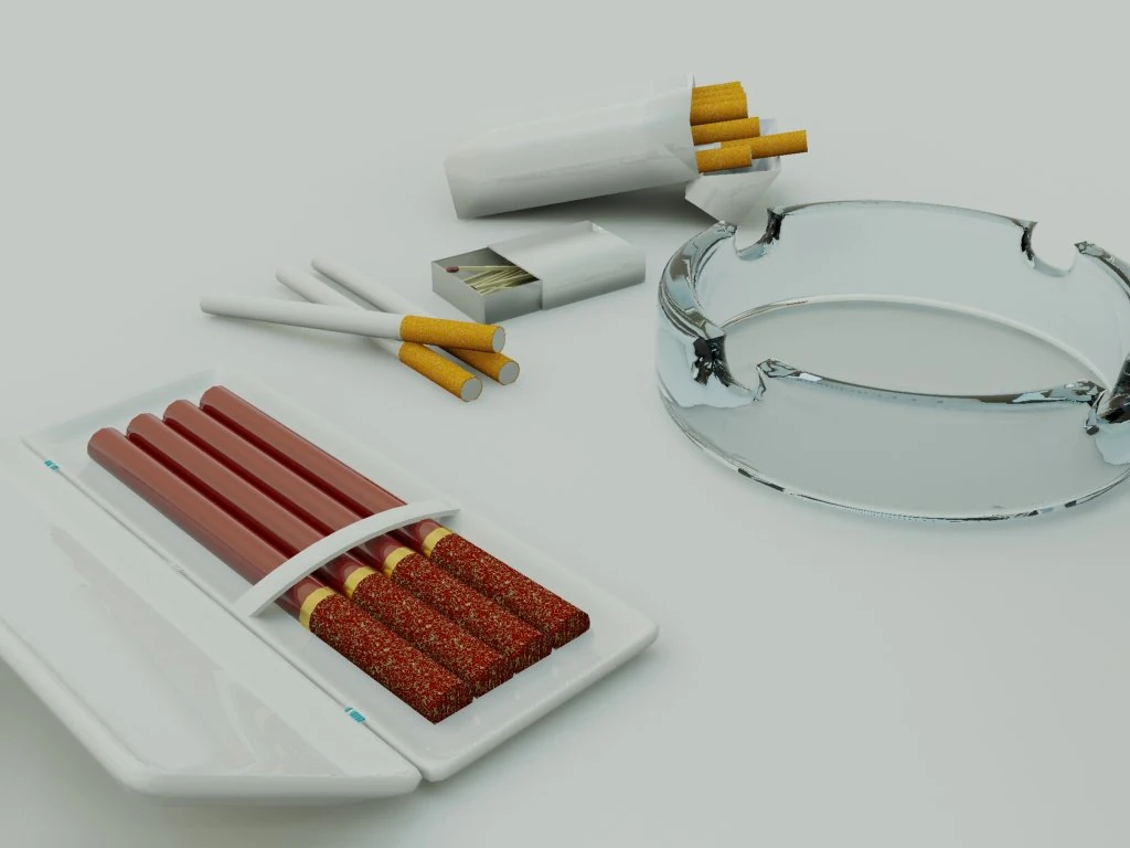 cigarette2 ashtraysmatches 3D Model .c4d .max .obj .3ds .fbx .stl .blend 