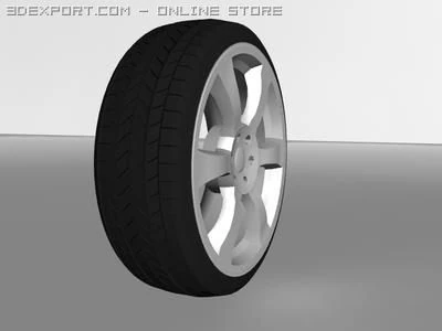 high poly rim with tyre 3D Model .c4d .max .obj .3ds .fbx .stl .blend 