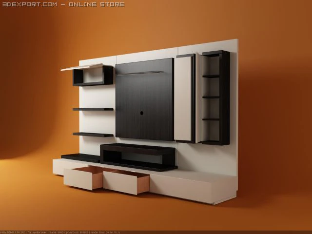 tv background wall 3D Model .c4d .max .obj .3ds .fbx .stl .blend 