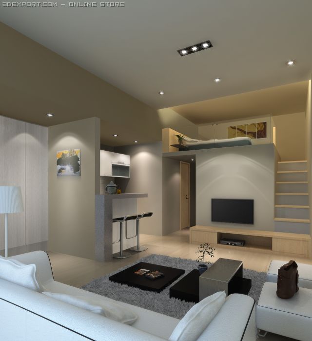 living room height 360cm 3D-Modell .c4d .max .obj .3ds .fbx .stl .blend 