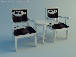 chair and table 3D Модель