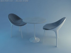 modern chair and table 3D Модель