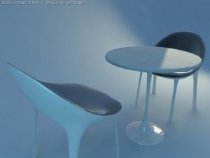 modern chair and table 3Dモデル