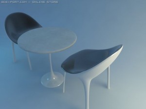 modern chair and table 3Dモデル