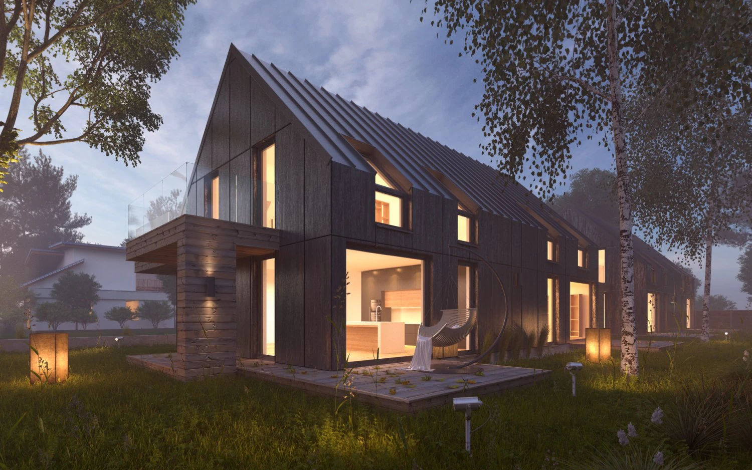 vray night scene - rendering modern house tutorial 3D Model .c4d .max .obj .3ds .fbx .stl .blend