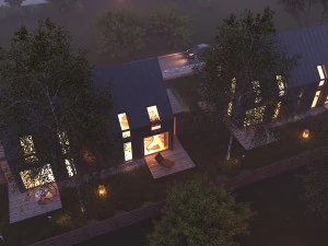 vray night scene - rendering modern house tutorial 3D Model