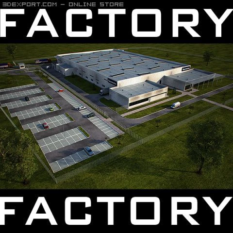 industrial building full scene render redy 3D Model .c4d .max .obj .3ds .fbx .stl .blend 