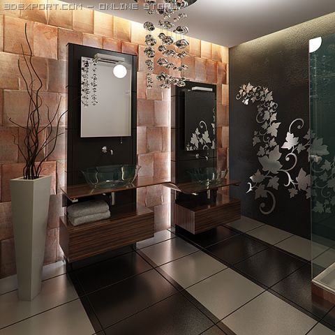 modern bathroom 3D Model .c4d .max .obj .3ds .fbx .stl .blend