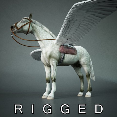 horse with wings pegasus 3D Model .c4d .max .obj .3ds .fbx .stl .blend 