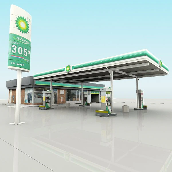 stazione di servizio bp Modello 3D .c4d .max .obj .3ds .fbx .stl .blend 