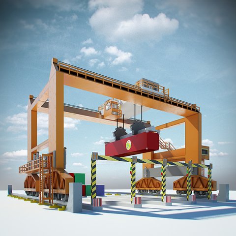 rmg gantry crane Modelo 3D .c4d .max .obj .3ds .fbx .stl .blend 