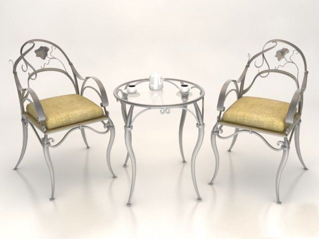 bistro table  chair set Model 3D .c4d .max .obj .3ds .fbx .stl .blend 