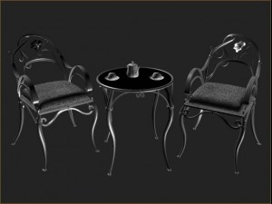 bistro table  chair set Model 3D