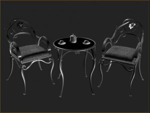 bistro table  chair set 3D Model