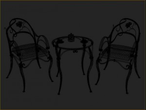 bistro table  chair set Model 3D
