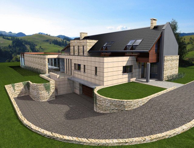 modern country house 003 3D 模型 .c4d .max .obj .3ds .fbx .stl .blend