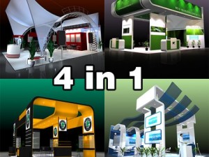 4 trade show exhibit booths Modelo 3D