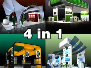 4 stand espositivi in ​​fiera Modello 3D