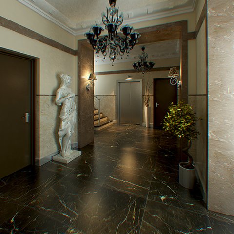 elevator lobby photoreal 3D 모델 .c4d .max .obj .3ds .fbx .stl .blend 
