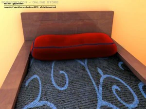 woody bed with drower 3D Model