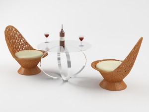 chair and table 3D Модель