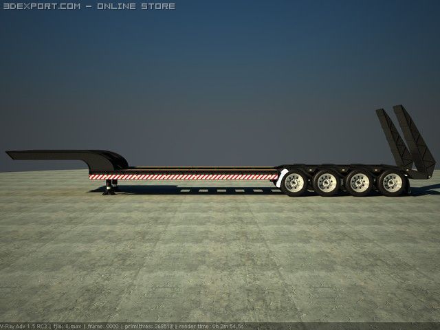 heavy load trailer 3D Model .c4d .max .obj .3ds .fbx .stl .blend 