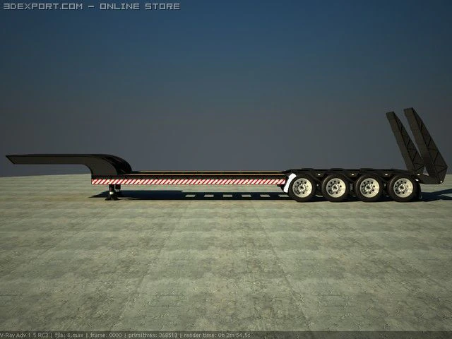 heavy load trailer 3D Model .c4d .max .obj .3ds .fbx .stl .blend 