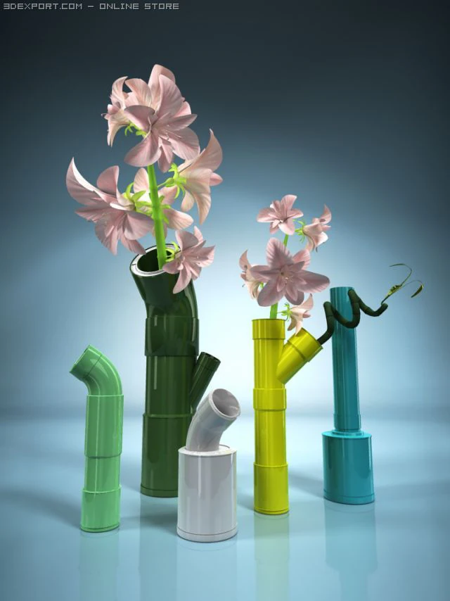 pipe vase 3D Model .c4d .max .obj .3ds .fbx .stl .blend 
