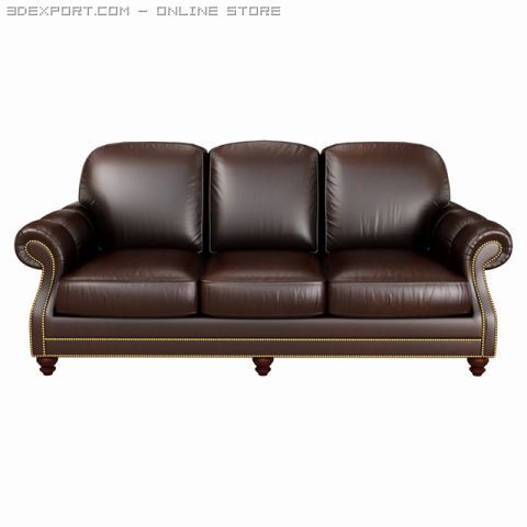 classical leather sofa 3D Модель .c4d .max .obj .3ds .fbx .stl .blend 