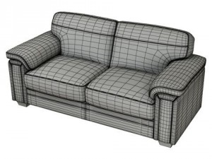 modern sofa black leather 3D Model