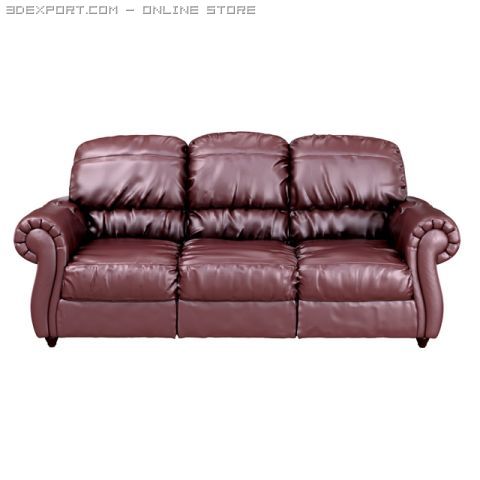 sofa red leather 3D 模型 .c4d .max .obj .3ds .fbx .stl .blend 