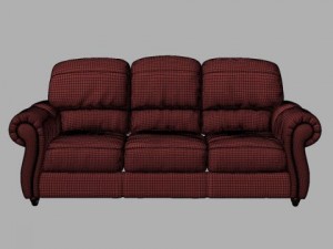 sofa red leather 3D 模型
