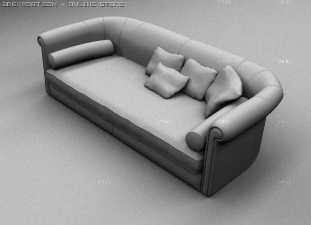 sofa with pillows 3D Model .c4d .max .obj .3ds .fbx .stl .blend 