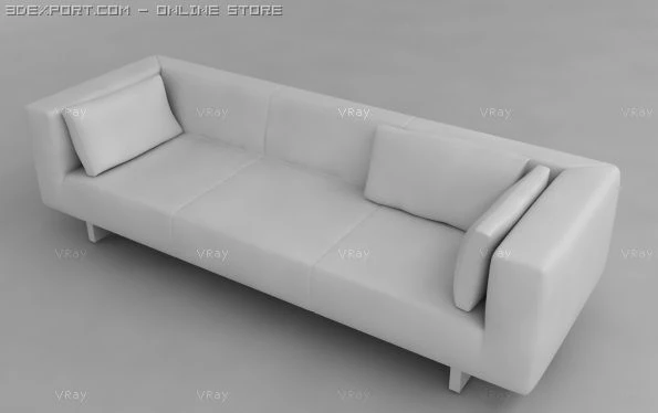 contemporary sofa with pillows 3D Model .c4d .max .obj .3ds .fbx .stl .blend 