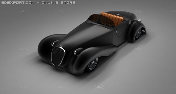 antique roadster car 3D 모델 .c4d .max .obj .3ds .fbx .stl .blend 