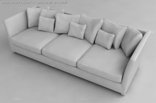 sofa with pillows 3D Model .c4d .max .obj .3ds .fbx .stl .blend