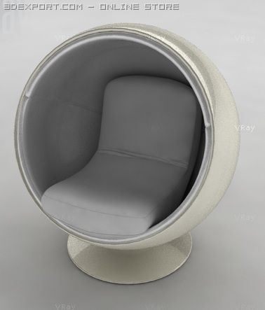 retro 1960s sphere armchair 3D Модель .c4d .max .obj .3ds .fbx .stl .blend 