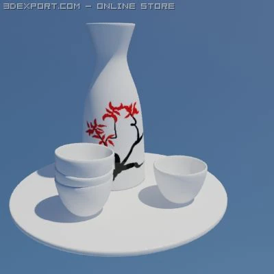 sake set 3D Model .c4d .max .obj .3ds .fbx .stl .blend 