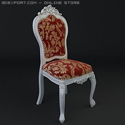 chair ornate antique armless 3D 모델 .c4d .max .obj .3ds .fbx .stl .blend 