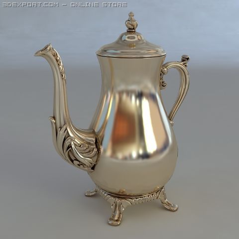 silver beverage pot Model 3D .c4d .max .obj .3ds .fbx .stl .blend 