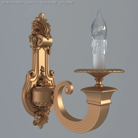 antique wall sconce light 3D Model .c4d .max .obj .3ds .fbx .stl .blend 